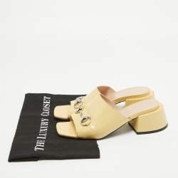 Gucci Yellow Patent Leather Lexi Slide Sandals Size 36