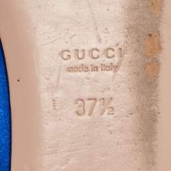 Gucci Blue Satin Interlocking G Crystals Ballet Flats Size 37.5