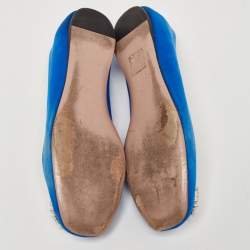 Gucci Blue Satin Interlocking G Crystals Ballet Flats Size 37.5