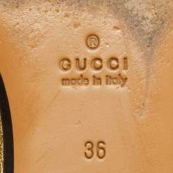 Pre Owned Gucci Metallic Gold Leather Princetown Flat Mules Size 36