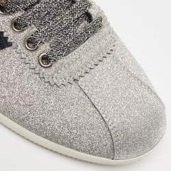 Gucci Metallic Silver Glitter Web Bambi Sneakers Size 38