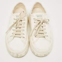 Gucci White GG Canvas Tennis 1977 Platform Sneakers Size 37