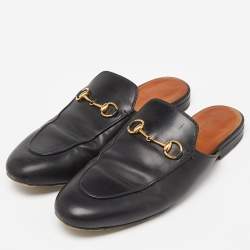 Gucci Black Leather Princetown Mules Size 40 