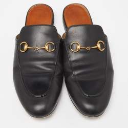Gucci Black Leather Princetown Mules Size 40 