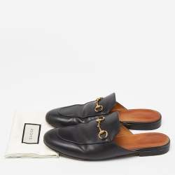 Gucci Black Leather Princetown Mules Size 40 