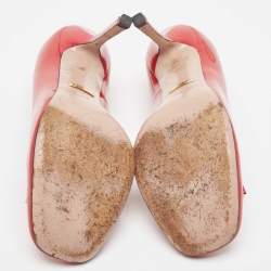 مملوكة مسبقًا Gucci Red Patent Leather Jolene Horsebit Square Toe Pumps Size 37.5