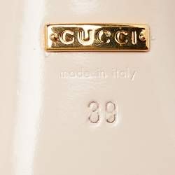 Pre Owned Gucci White Leather Sylvie Accent Slingback Pumps Size 39