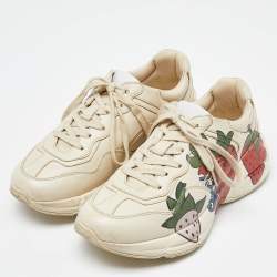 Gucci Cream Leather Rhyton Sneakers Size 37