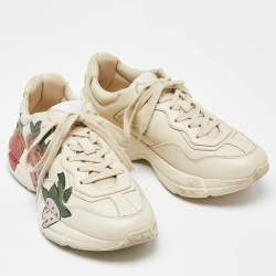 Gucci Cream Leather Rhyton Sneakers Size 37