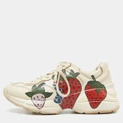 Gucci Cream Leather Rhyton Sneakers Size 37