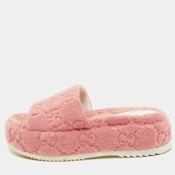 Gucci Pink Fabric GG Platform Slides Size 38