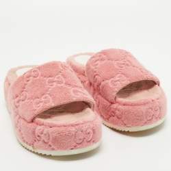 Gucci Pink Fabric GG Platform Slides Size 38