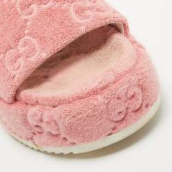 Gucci Pink Fabric GG Platform Slides Size 38
