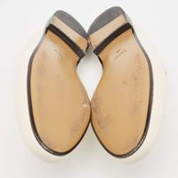 Pre Owned Gucci Cream Leather Princetown Mules  Size 38