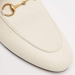 Pre Owned Gucci Cream Leather Princetown Mules  Size 38