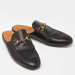 Gucci Black Leather Princetown  Mules Size 39 