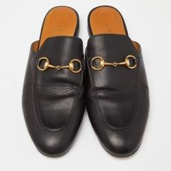 Gucci Black Leather Princetown  Mules Size 39 