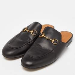 Gucci Black Leather Princetown  Mules Size 39 