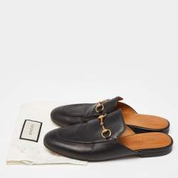 Gucci Black Leather Princetown  Mules Size 39 
