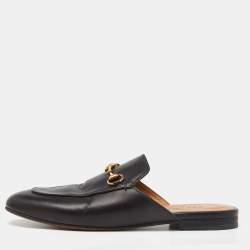 Gucci Black Leather Princetown  Mules Size 39 