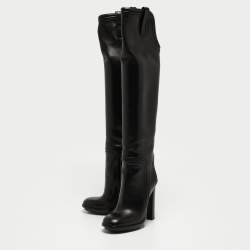 Gucci Black Leather Trish Knee Length Boots Size 36