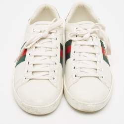 Gucci White Leather Embroidered Bee Ace Sneakers Size 36