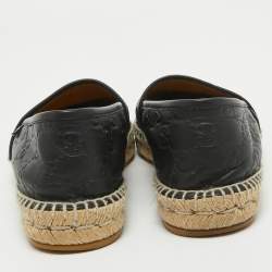 Gucci Black Guccissima Leather Espadrille Flats Size 39