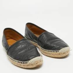 Gucci Black Guccissima Leather Espadrille Flats Size 39