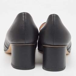 Pre Owned Gucci Black Leather Horsebit Loafer Pumps Size 38.5