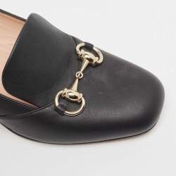 Pre Owned Gucci Black Leather Horsebit Loafer Pumps Size 38.5