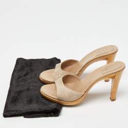 Gucci Beige Guccissima Canvas Slide Sandals Size 36