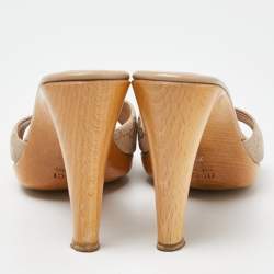 Gucci Beige Guccissima Canvas Slide Sandals Size 36