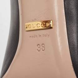 Gucci Black Leather Horsebit Square Toe Pumps Size 38
