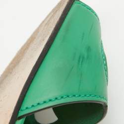 Gucci Green Leather GG Flat Slides Size 39.5