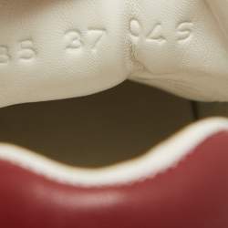 Pre Owned Gucci Dark Red/White Leather Interlocking G Low Top Sneakers Size 37