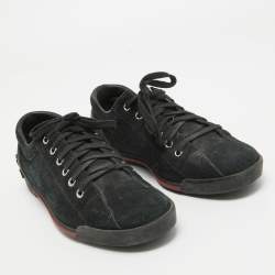 Gucci Black Suede Lace Up Sneakers Size 38