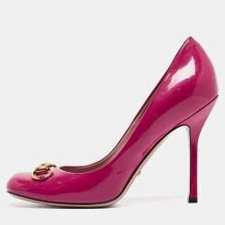 Gucci  Purple Patent  Horsebit  Round Toe Pumps Size 38.5