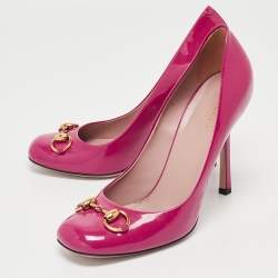 Gucci  Purple Patent  Horsebit  Round Toe Pumps Size 38.5