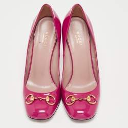 Gucci  Purple Patent  Horsebit  Round Toe Pumps Size 38.5