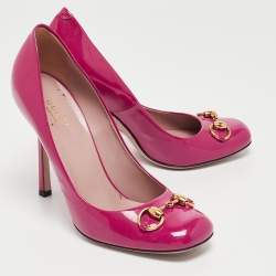 Gucci  Purple Patent  Horsebit  Round Toe Pumps Size 38.5