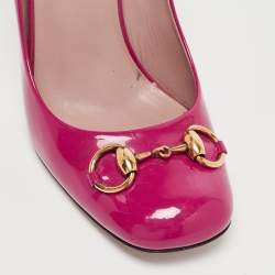 Gucci  Purple Patent  Horsebit  Round Toe Pumps Size 38.5