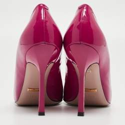 Gucci  Purple Patent  Horsebit  Round Toe Pumps Size 38.5