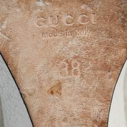 Pre Owned Gucci Off White Leather Peep Toe Wedge Pumps Size 38