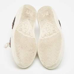 Gucci White Leather Ace Web Arrow Embellished Low Top Sneakers Size 36