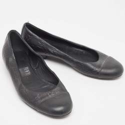 Gucci Black Guccissima Leather Ballet Flats Size 34.5