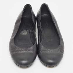 Gucci Black Guccissima Leather Ballet Flats Size 34.5