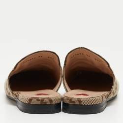 Gucci Beige/Brown GG Canvas Princetown Flat Mules Size 39
