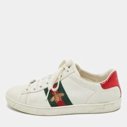 Gucci White Leather Embroidered Bee Ace Sneakers Size 37