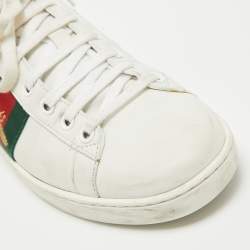 Gucci White Leather Embroidered Bee Ace Sneakers Size 37