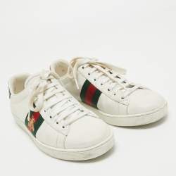Gucci White Leather Embroidered Bee Ace Sneakers Size 37
